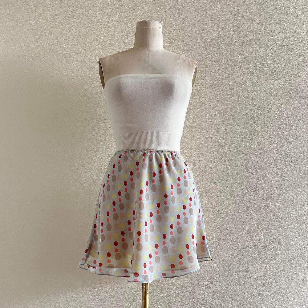 handmade light blue yellow polka dot mini skirt